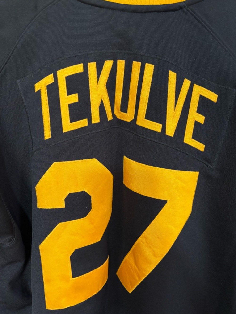 Mitchell & Ness Kent Tekulye 1979 Black and Yellow Pullover Jersey Collar - Picture 6 of 9